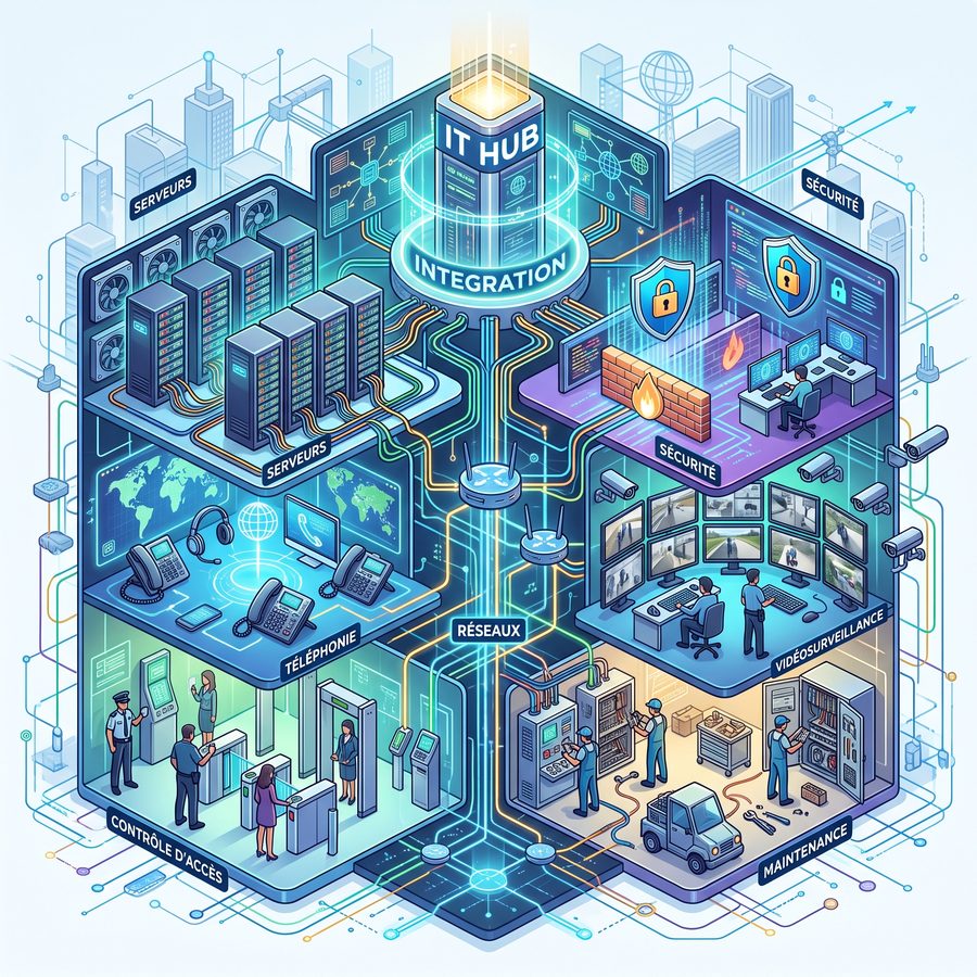 Des infrastructures fiables et sécurisées pour faire tourner votre activité sans interruption : matériel informatique, réseaux, serveurs, sécurité, téléphonie, vidéosurveillance et maintenance, conçus et installés par la même équipe.